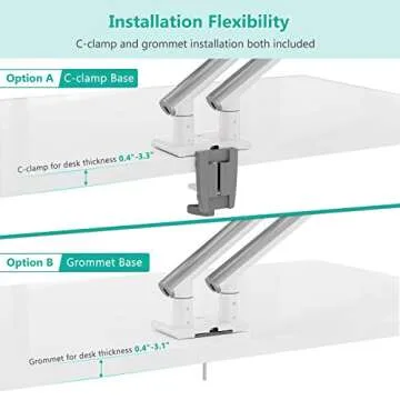 WALI Dual Monitor Stand White Arms Mounts, for 2 Monitors, Mechanical Spring Tension Indicator Fully Adjustable Bracket, Up to 32 inch, 22lbs Weight Capacity (MATI002-W), White
