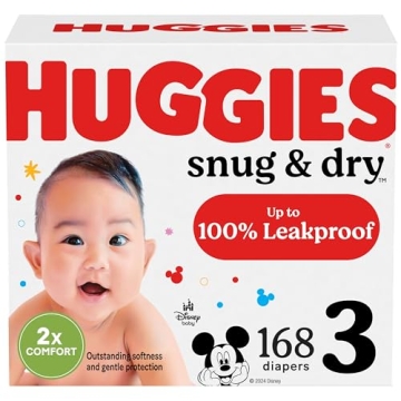 Huggies Snug & Dry Diapers, Size 3 (16-28 lbs), 168 Count with Disney Designs