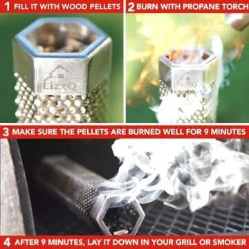 LIZZQ Premium Pellet Smoker Tube 12" (Set of 2) - 5 Hours of Billowing Smoke, Hot or Cold Smoking, f...