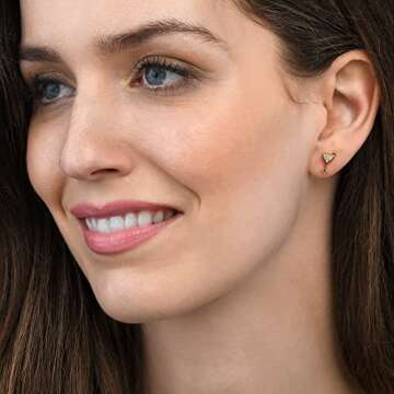 Diamond Treats Small Cocktail Glass Earrings in Gold Plated 925 Sterling Silver, Simple Mini Cocktail Glass Stud Earrings for Women, Martini Glass Earrings, Cute Fun Gold Stud Earrings for Her