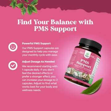 Advanced PMS Support Supplement for Women - Multibenefit Relief Complex Low Energy Mood Period Cramps and Bloating Menstrual Hormonal Balance (60 Capsules)