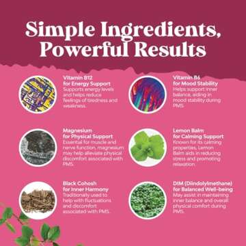 Advanced PMS Support Supplement for Women - Multibenefit Relief Complex Low Energy Mood Period Cramps and Bloating Menstrual Hormonal Balance (60 Capsules)