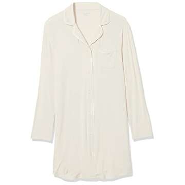 Amazon Essentials Women's Piped Nightshirt (Available in Plus Size), Beige, Medium