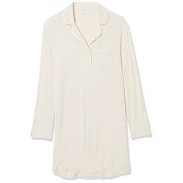 Amazon Essentials Women's Piped Nightshirt (Available in Plus Size), Beige, Medium