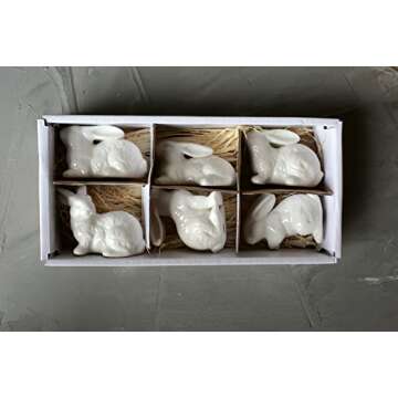 Creative Co-Op White Ceramic Bunnies (Set of 6 Pieces)