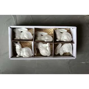 Creative Co-Op White Ceramic Bunnies (Set of 6 Pieces)