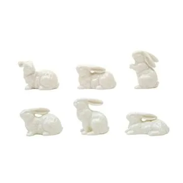 Creative Co-Op White Ceramic Bunnies (Set of 6 Pieces)