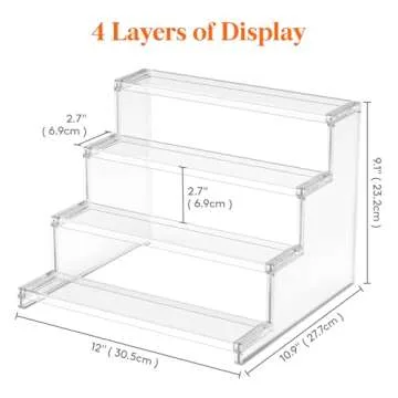Lifewit 4 Tier Clear Cupcake Stand, 12 Inch Display Shelf for Cupcake, Desserts, Figurines, Perfumes, Display Risers Stand for Holiday, Birthday, Wedding Party Decor, 2-Pack