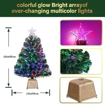 24 Inch Fiber Optic Christmas Tree for Holiday Cheer