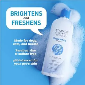 Veterinary Formula Smart Coat Complex Snow White Shampoo for Dogs and Cats, 17 Fl oz – Gently Remove Stains and Yellowing Without Bleach or Peroxide – Cleans, Deodorizes, and Brightens White Coats