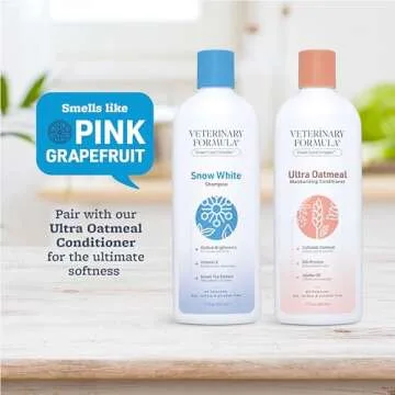 Veterinary Formula Smart Coat Complex Snow White Shampoo for Dogs and Cats, 17 Fl oz – Gently Remove Stains and Yellowing Without Bleach or Peroxide – Cleans, Deodorizes, and Brightens White Coats