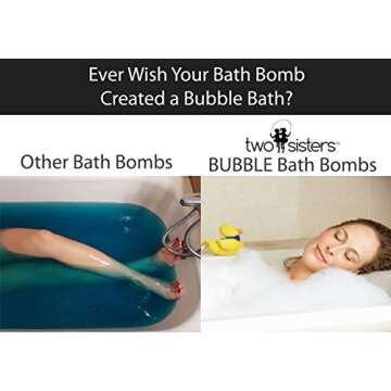 Two Sisters Bubble Bath Bomb Large 99% Natural Fizzy for Women, Teens and Kids. Moisturizes Dry Sensitive Skin. Releases Color, Scent, and Bubbles. Handmade in USA (Sleepy Time)