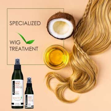 Awesome Synthetic Wig Leave-in Conditioner Spray, pH6, Professional Wig Care Solution, Detangle Spray, Moisturizes & Replenishes Synthetic Wigs, Easy Combing, Contains Coconut Oil, 7 fl oz