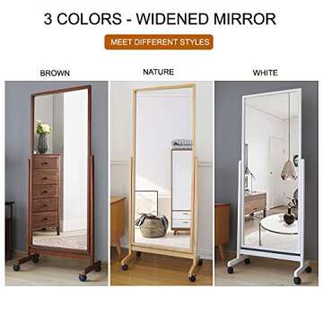 AISUNDY Full Length Mirror Floor Mirror with Wheels, 64"x22", Large Standing Mirror Tilting Mirror S...