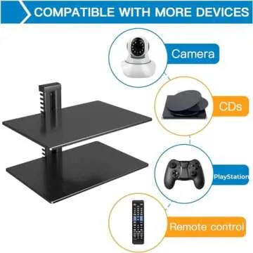 PERLESMITH Floating AV Shelf Double Wall Mount TV Shelf - Holds up to 17.6lbs - DVD DVR Component Shelf - Perfect for Xbox, Projector, WiFi Router, Game Console and Cable Box, PSDSK2