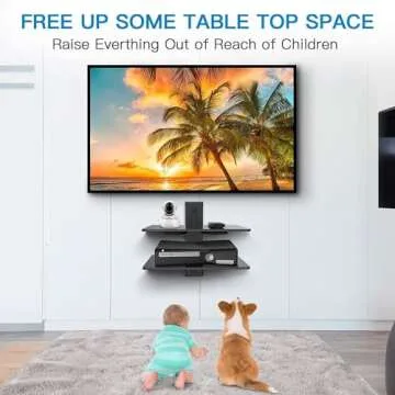 PERLESMITH Floating AV Shelf Double Wall Mount TV Shelf - Holds up to 17.6lbs - DVD DVR Component Shelf - Perfect for Xbox, Projector, WiFi Router, Game Console and Cable Box, PSDSK2