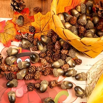 Syhood 200 Pieces Pine Cone and Acorn Set for Autumn Decor