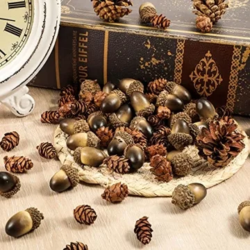 Syhood 200 Pieces Pine Cone and Acorn Set for Autumn Decor