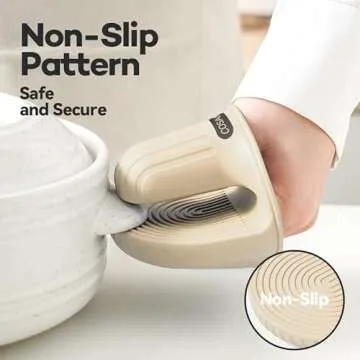 Cosamtec Silicone Oven Mitts Heat Resistant Mini Oven Gloves and Pot Holders Set for Kitchen Non Slip Waterproof Pinch Grips for Cooking and Baking Set of 2