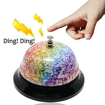 WEKOIL Call Bell Floral Desk Service Bell Customer Ding Bell for Restaurant Hotel Room Kitchen Party Office Elderly Teachers Chef Large Flower Bell,3.35 inch