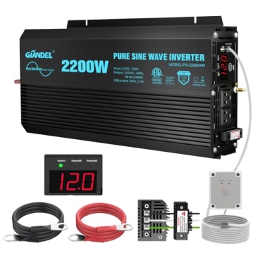 GIANDEL 2200W Pure Sine Wave Power Inverter for RVs Truck Boat Off Grid Emergency with 3 Year Warran...