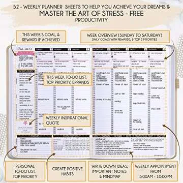 Law of Attraction Planner 2025 – Undated Hourly, Weekly & Monthly Goal Setting Planner, 12-Month to Increase Productivity | Life & Gratitude Journal, Include Foldable Vision Board, Gift Box & Stickers