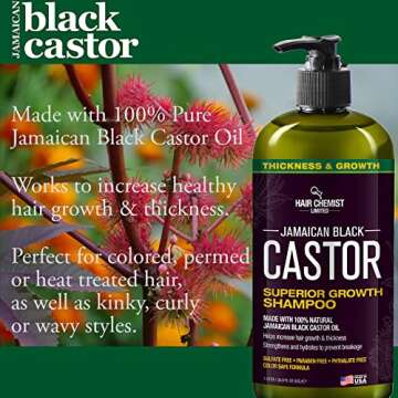 Hair Chemist Superior Growth Jamaican Black Castor Shampoo 33.8 oz. - Sulfate Free Shampoo made with Natural Ingredients