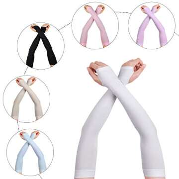 AoOnZan 6 Pairs Arm Sleeves for Women Men - UPF50+ UV Protection Sports Sleeves with Thumb Hole