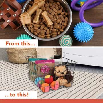 Spectrum Utility Wire Baskets for Organizing - Sturdy Steel Metal Basket Storage Organizer Bin with Handle - Open Wire Storage Baskets for Kitchen Pantry, Cabinets, Closet & Garage Shelves