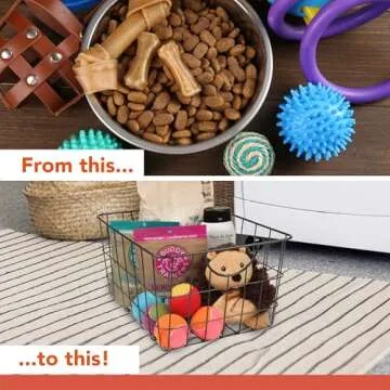 Spectrum Utility Wire Baskets for Organizing - Sturdy Steel Metal Basket Storage Organizer Bin with Handle - Open Wire Storage Baskets for Kitchen Pantry, Cabinets, Closet & Garage Shelves