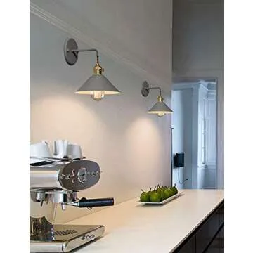 iYoee Wall Sconce Lamps Lighting Fixture with on Off Switch,Gray Macaron Wall lamp E26 Edison Copper lamp Holder with Frosted Paint Body Bedside lamp Bathroom Vanity Lights