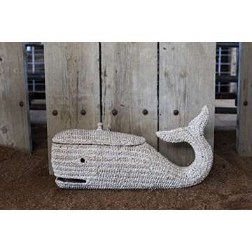 Creative Co-Op Bankuan Rope Whale Box with Lid