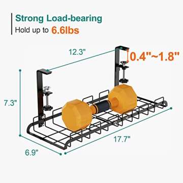 iSPELCE Under Desk Cable Management - 2 Pack 17.7" Cable Management Tray Clean up Work Area Organize Power Strip and Cable Cable Management Under Desk with Cable Ties for Office Home, Black