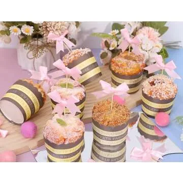 Pink Bow Cupcake Toppers for Baby Showers & Parties