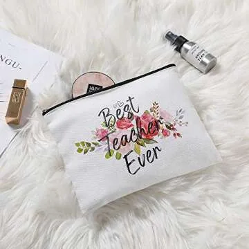 Charmoly Teacher Appreciation Gifts Teacher Gifts Best Teacher Ever Teacher Gifts for Women Teacher Makeup Bag Pouch
