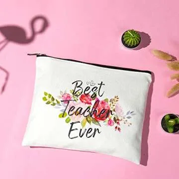 Charmoly Teacher Appreciation Gifts Teacher Gifts Best Teacher Ever Teacher Gifts for Women Teacher Makeup Bag Pouch