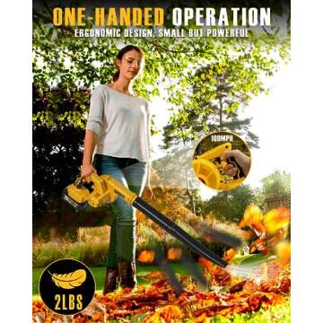 Alloyman Leaf Blower, 20V Cordless Leaf Blower, with 4.0Ah Battery & Charger, 2-in-1 Electric Leaf B...