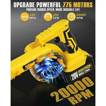 Alloyman Leaf Blower, 20V Cordless Leaf Blower, with 4.0Ah Battery & Charger, 2-in-1 Electric Leaf Blower & Vacuum for Yard Cleaning/Snow Blowing.