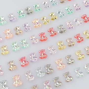 100Pcs Crystal Cute Cartoon Resin 3D Bear for Nail Arts -3D Bear Nail Charm Bear Nail Decal, Nail Glitter, Nail Bear 3D, Nail Art DIY Supplies Ornaments Manicure Design Accessories Crafting Design