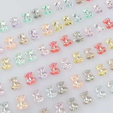 100Pcs Crystal Cute Cartoon Resin 3D Bear for Nail Arts -3D Bear Nail Charm Bear Nail Decal, Nail Glitter, Nail Bear 3D, Nail Art DIY Supplies Ornaments Manicure Design Accessories Crafting Design