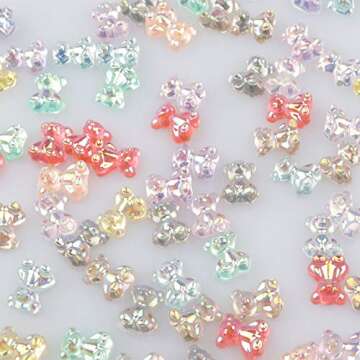 100Pcs Crystal Cute Cartoon Resin 3D Bear for Nail Arts -3D Bear Nail Charm Bear Nail Decal, Nail Glitter, Nail Bear 3D, Nail Art DIY Supplies Ornaments Manicure Design Accessories Crafting Design