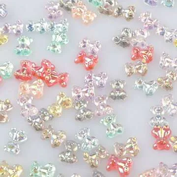 100Pcs Crystal Cute Cartoon Resin 3D Bear for Nail Arts -3D Bear Nail Charm Bear Nail Decal, Nail Glitter, Nail Bear 3D, Nail Art DIY Supplies Ornaments Manicure Design Accessories Crafting Design