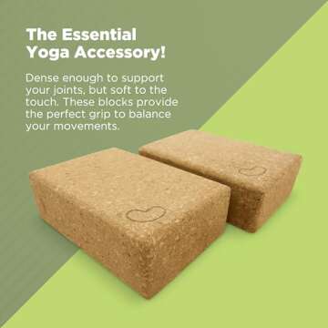 Bean Products Yoga Blocks - 2 Pack, Cork, Standard - 3x6x9