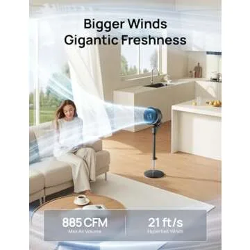 Dreo Fan for Bedroom, 80° Oscillating Standing Fan, 25dB Quiet, 80ft Pedestal Fans for Home Office, 90° Manual Vertical, 3 Speeds, Remote, 34-41" Adjustable Height, Air Circulator