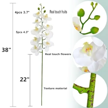 Lifelike 38 Inch Real Touch Orchids for Elegant Decor