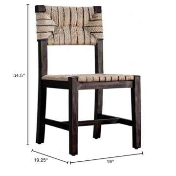 Creative Co-Op Mango Wood Chair with Brown & Black Woven Rope Seat & Back