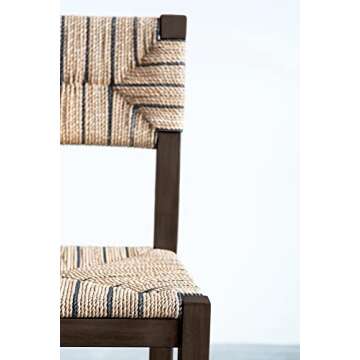 Creative Co-Op Mango Wood Chair with Brown & Black Woven Rope Seat & Back