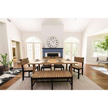 Creative Co-Op Mango Wood Chair with Brown & Black Woven Rope Seat & Back