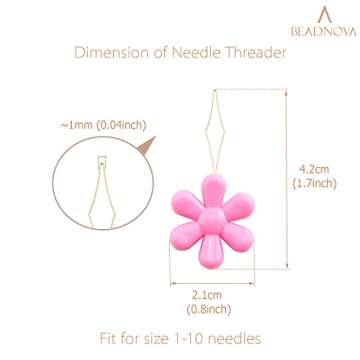 BEADNOVA Embroidery Needle Threader Tool 5pcs Plastic Flower Head Sewing Machine Needle Threader for...
