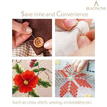 BEADNOVA Embroidery Needle Threader Tool 5pcs Plastic Flower Head Sewing Machine Needle Threader for Hand Sewing Cross Stitch Craft Knitting Quilting (5pcs, Mix Colors)